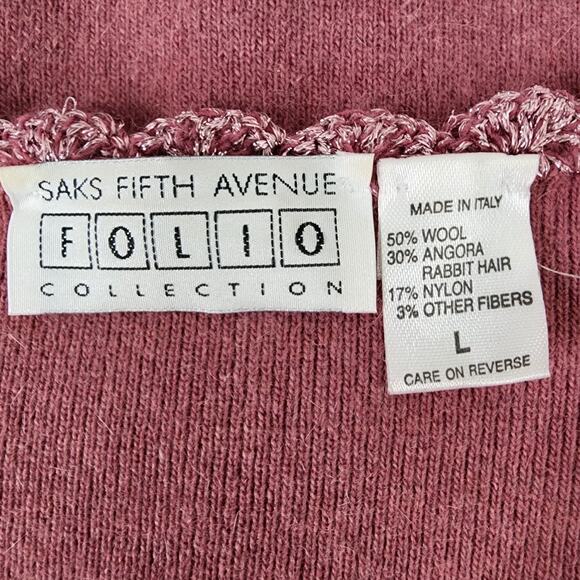 Saks Fifth Ave Folio Collection Cardigan Womens Large Wool Angora V Neck Button - Picture 10 of 12